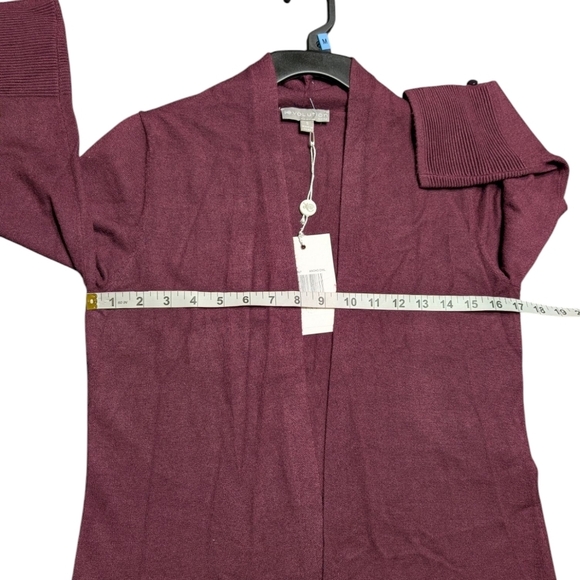 Evolution By Cyrus Raisin Purple Textured Knit Open-Front Cardigan Size Small - Picture 7 of 8